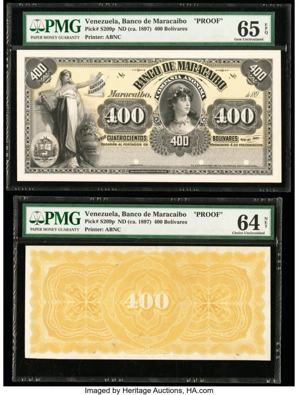Venezuela Banco de Maracaibo 400 Bolivares ND (ca. 1897) Pick S209p Front and Ba...