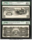 Venezuela Banco de Venezuela 20 Bolivares ND (ca. 1897) Pick S271pp; S271p Progressive Proof; Back Proof PMG Choice Uncirculated 63 Net; Choice Uncirc...