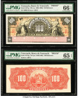 Venezuela Banco de Venezuela 100 Bolivares ND (ca. 1900) Pick S273p Front and Back Proofs PMG Gem Uncirculated 66 EPQ; Gem Uncirculated 65 EPQ. Five P...