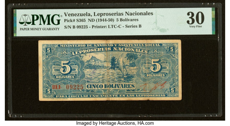 Venezuela Isle de Providencia, Leproserias Nacionales 5 Bolivares ND (1940) Pick...