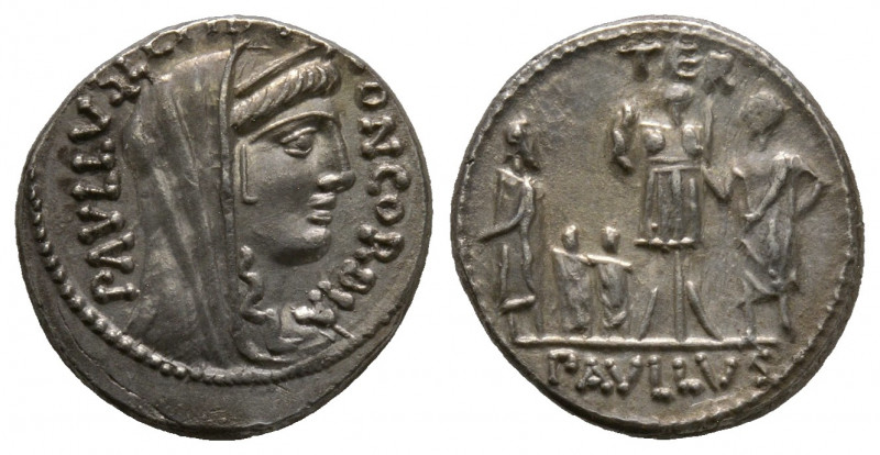 Republique Romaine, L. Aemilius Lepidus Paullus AR Denarius. Rome, 62 BC. AG 4 g...