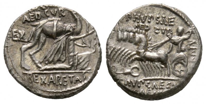 Republique Romaine, M. Aemilius Scaurus and P. Plautius Hypsaeus AR Denarius. Ro...