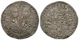 Friedrich Wilhelm & Johann, 1573-1603
Reichstaler 1591, AG 28.88 g. Ref : Dav.9774. TB-TTB