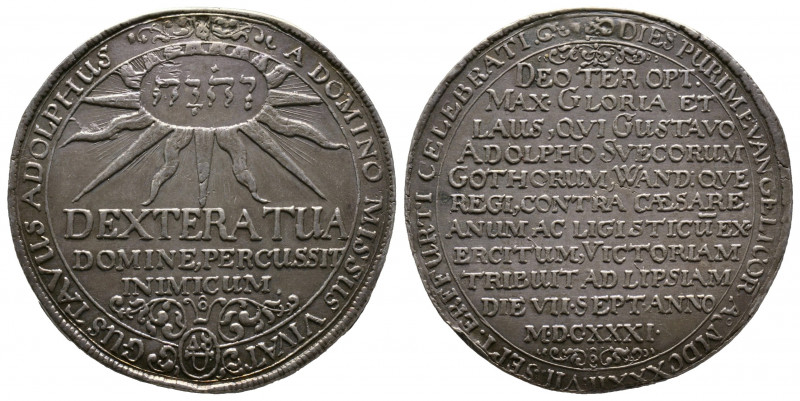 Erfurt. Taler, 1632. Gustav II Adolph, AG 29.51 g.
Ref : Dav-4546, KM#59. TTB. T...