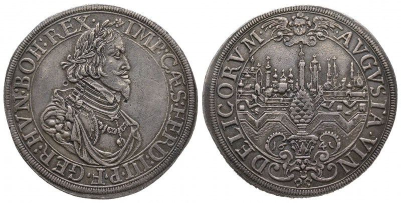 Reichstaler 1641, Augsburg. * IMP: CAES: FERD: III. P. F. GER: HVN: BOH: REX., g...