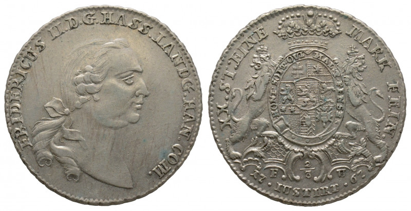 Hesse-Kassel Margravate 2 / 3 thaler, 1767, Friedrich II., Kassel, AG 14 g. Ref ...
