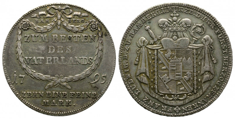 Franz Ludwig(1779-1795) BAMBERG 1 Thaler 1795 , AG 28 g. KM#146. TTB+