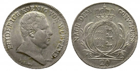 Württemberg, Friedrich I. 1806-1816, 20 Kreuzer 1812, AE 6,58 g., 28,2 mm
Superbe