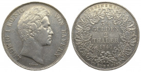 Ludwig I. 1825-1848, München.2 Taler 1840, AG 37.06 g. Ref : KM#815. presque Superbe