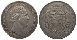 Saxony, Friedrich August II., 1836-1854. Taler 1852 F, AG 37.06 g. Ref : Dav. 879 TTB-SUP