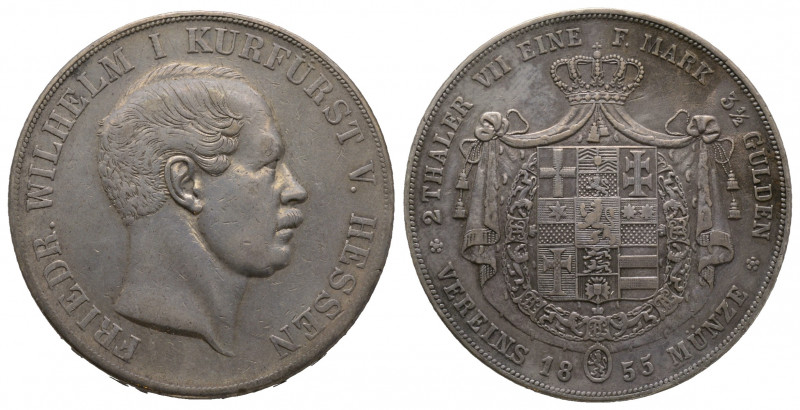 Hesse-Cassel. Friedrich Wilhelm, 2 Taler 1855, AG 37 g. Ref : KM618.1, Dav. 695....