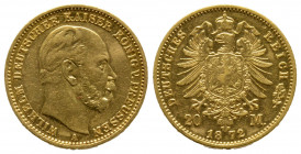 Prussia. 20 Marks, 1872-A. Ref : Fr-3813; KM#501, TTB