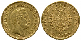 Hessen Ludwig III., 1848-1877 20 Mark 1874 H, AU TTB+ Rare