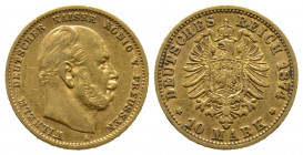 Prussia, Wilhelm I, 10 Mark 1874 A, Berlin, AU Ref : Fr. 3822, KM#504 presque Superbe