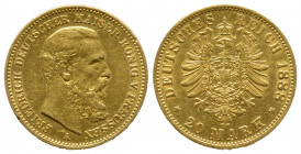Prussia, Friedrich III 20 Mark 1888 , AU, presque Superbe