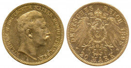 Wilhelm II., 1888-1918 20 Mark 1898 A, AU Superbe