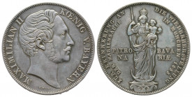 Bayern, Maximilien II Joseph, 2 florins, 1855 Munich, AG 21.08 g. Superbe, traces de nettoyage