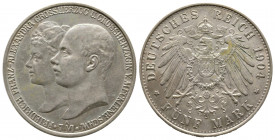 Mecklenburg-Schwerin, Friedrich Franz IV, 5 Mark 1904A Royal Wedding, AG 27.81 g. Ref : KM#334 Superbe