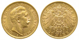 Prussia, Wilhelm II., 1888-1918 , 20 Mark 1906 A, Ref : KM#521 Superbe