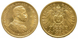 Prussia, Wilhelm II. 1888-1918 1888-1918. 20 Mark 1914 A Superbe