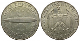 Weimar Republic, 5 Mark Silver 1930A - Graf Zeppelin Flight, Ref : KM#68 presque FDC