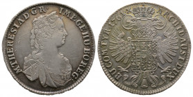 Maria Theresia 1740-1780. 1/2 Taler 1761, AG 14 g. Ref : Her. 655 TTB/SUP Rare