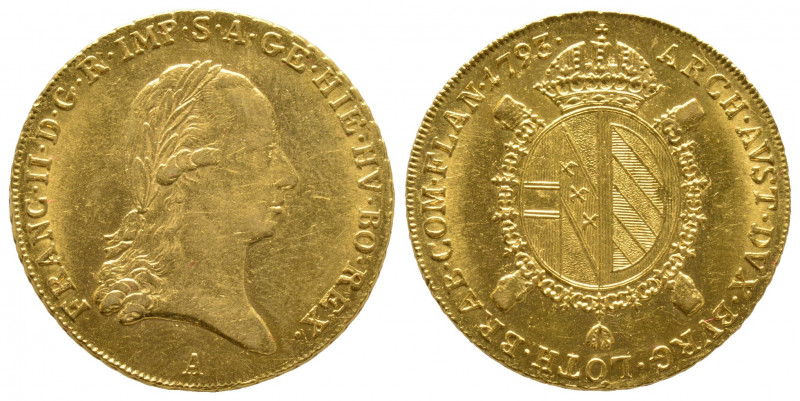 François II, 1792-1806, Souverain 1793 A, Vienna. Au 11.12 g. Ref : Fried. 468. ...