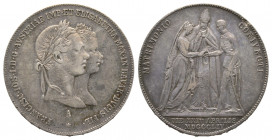 Franz Joseph I. (1848 - 1916). 1 Gulden, 1854 A. Wien, AG 12.95 g. SUP