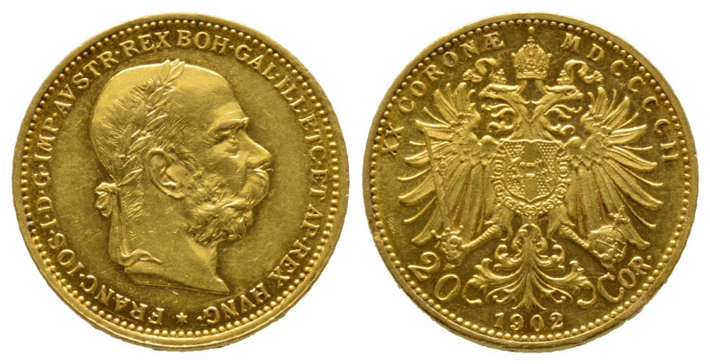 Francis Joseph I, Austrian Empire 20 Corona 1902, AU Ref : Fr. 1934 Superbe