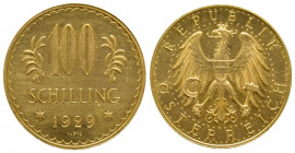 République 1918-
100 Schilling, 1929, AU 23.52 g.
Ref : Fr. 520, KM#2842 Superbe