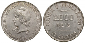 Brazil 2000 Reis 1906, AG 20 g. Ref : KM# 508 presque FDC