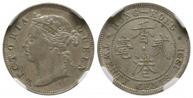 Chine, Hong Kong, Victoria, 20 Cents 1891, AG 5,43 g., 23 mm NGC AU 58