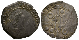 LOUIS XIII, Comté de Barcelone, 5 réaux 1er type, 1642, AG 11,85 g., 30 mm Dup. 1387 TTB+