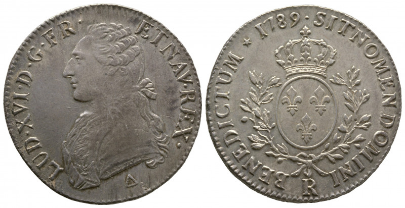 Orléans, LOUIS XVI Écu dit "aux branches d'olivier" 1789 R, AG 29,53 g., 40 mm T...