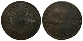 MAÇONNERIE SAINT-CHARLES 1782, AE 8,4 g., 28,6 mm TB