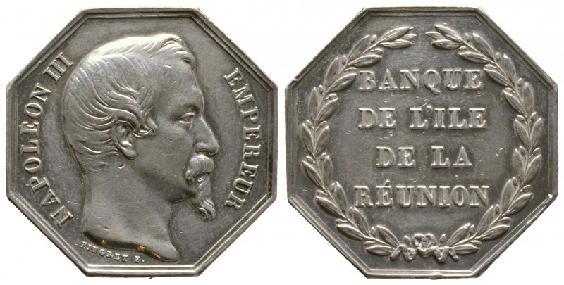 Reunion, Napoléon III - Jeton octagonal, Banque de l’île de la Réunion, 1852-186...