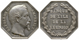 Reunion, Napoléon III - Jeton octagonal, Banque de l’île de la Réunion, 1852-1860, AG 17,38 g., SUP