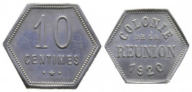 ÎLE DE LA RÉUNION - Troisième République 10 Centimes 1920, AE 0,82 g., SUP+