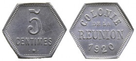 ÎLE DE LA RÉUNION - Troisième République, 5 Centimes 1920, AE 0,56 g., SUP+