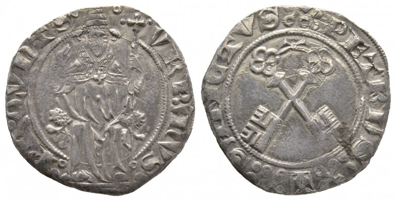 Italie, Urban V (1362-1370) , Avignon, MIR 215, AG 3 g., 23,6 mm TTB. Très Rare