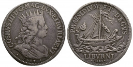 Italie, Cosimo III de' Medici (1670-1723). Florence, Livorno, 1/2 Tollero 1683, AG 13 g., 38 mm, PUCCI 46 TTB