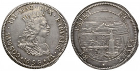 Italie, Livorno, Cosimo III de' Medici (1670-1723),Tollero 1698, AG 26,92 g., 43,1 mm., MIR 64/13, TTB