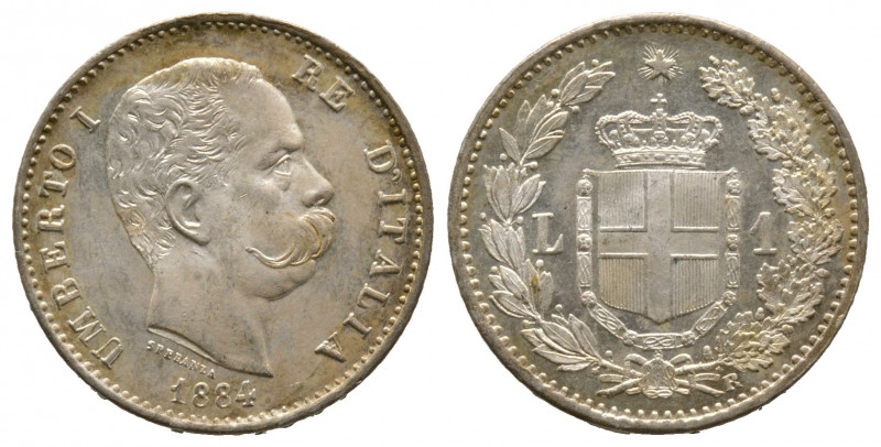 Italie, Umberto I, 1 Lira 1884, AG 5 g., 23 mm presque FDC