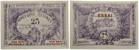 Principauté de Monaco, Billet de 25 Centimes, 1920, Réf. ouvrage : P.02c FDC
