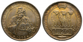 Saint Marin, 20 Lire, 1938, AG 20 g., 35,7 mm presque FDC