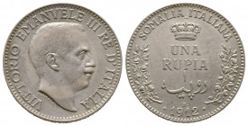 Somalie, Vittorio Emanuele III, 1 Rupia 1912, AG 11,66 g., 30,1 mm presque Superbe traces de nettoyage
