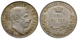 Somalie, Vittorio Emanuele III, 1 Rupia 1919, AG 11,70 g., 30,1 mm presque Superbe