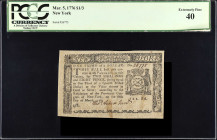 NY-188. New York. March 5, 1776. $1/3. PCGS Currency Extremely Fine 40.
No. 26775. The PCGS Currency paper tag is starting to separate from the plast...