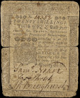 PA-126. Pennsylvania. 1764. 20 Shillings. Very Good.
Typical damage for the assigned condition.
 Estimate: $100.00- $200.00