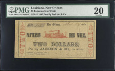 New Orleans, Louisiana. Jackson and Company. 1862. $2. PMG Very Fine 20.
Due by Jackson & Co. No. 42.
 Estimate: $75.00- $125.00